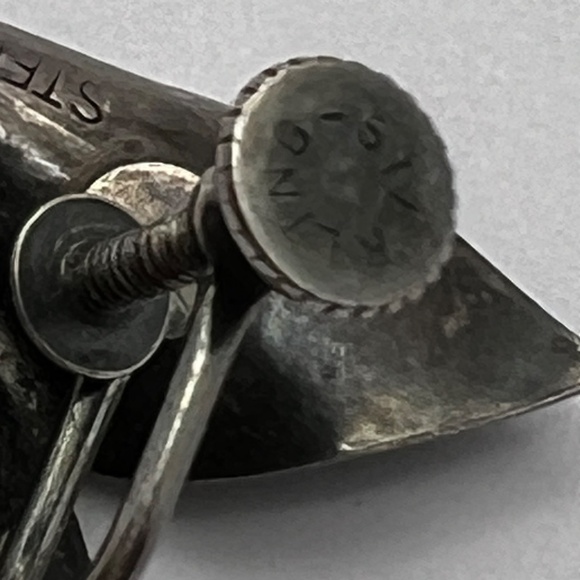 VINTAGE STUART NYE STERLING CALLA LILY EARRINGS - Picture 7 of 9